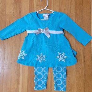 Jessica Ann 2-Piece Girl Frozen Snowflake Top and Pants, Size 3T